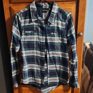 Blue & purple flannel button-up